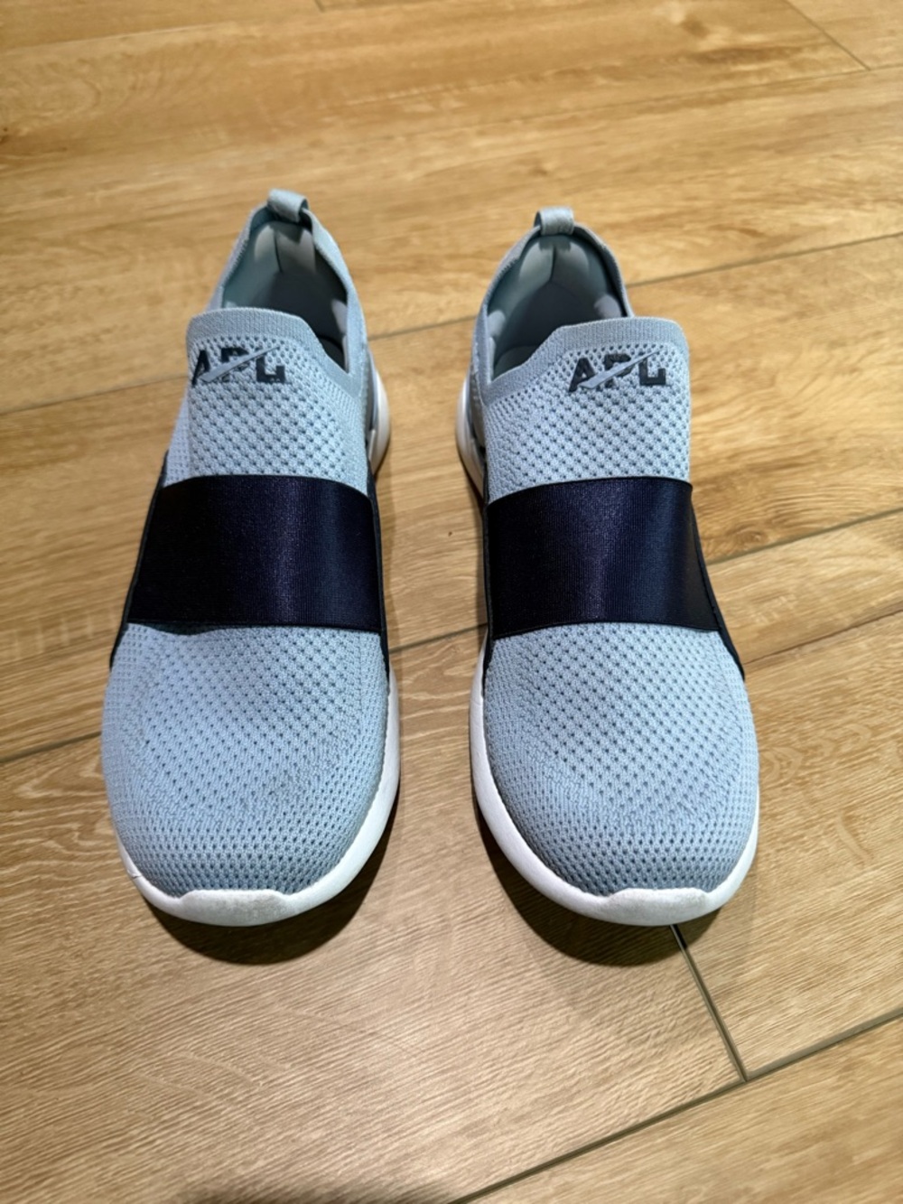 APL Men's Slip-On Knit Sneaker in Light Blue with Black Strap